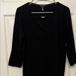 Ellen Tracy Black 3/4 Long Sleeve Top size XL